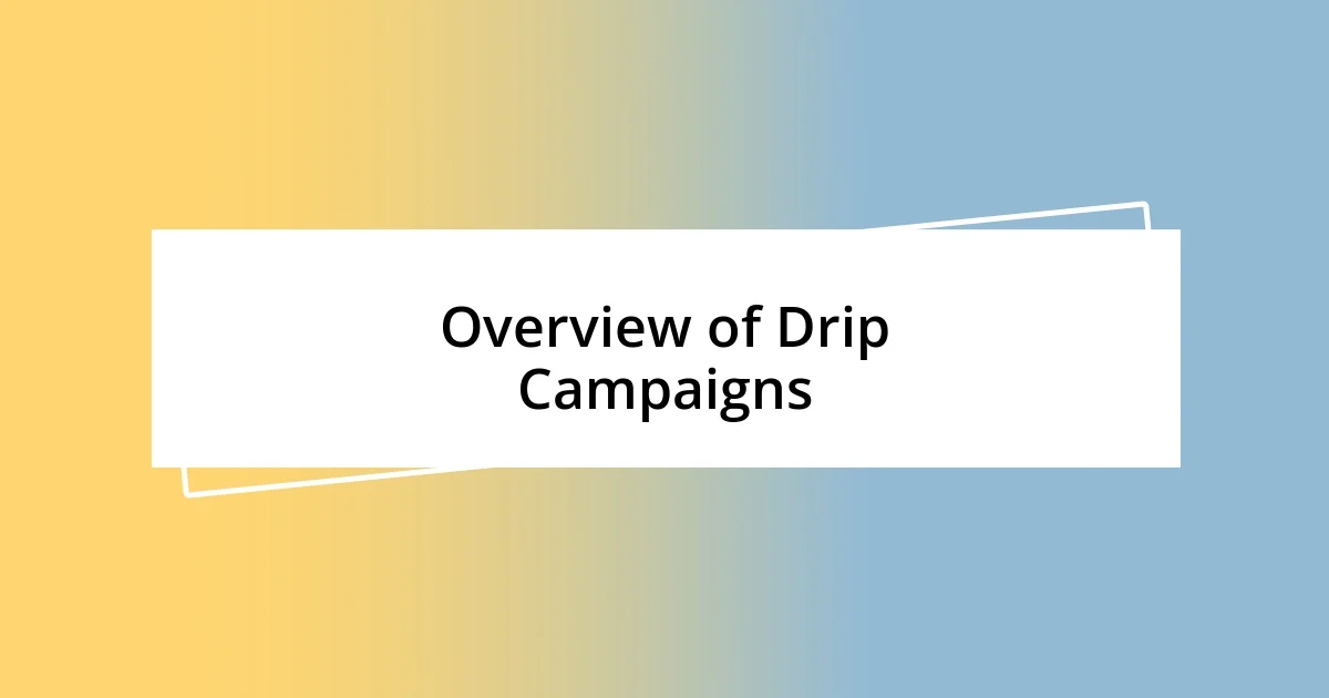 Overview of Drip Campaigns