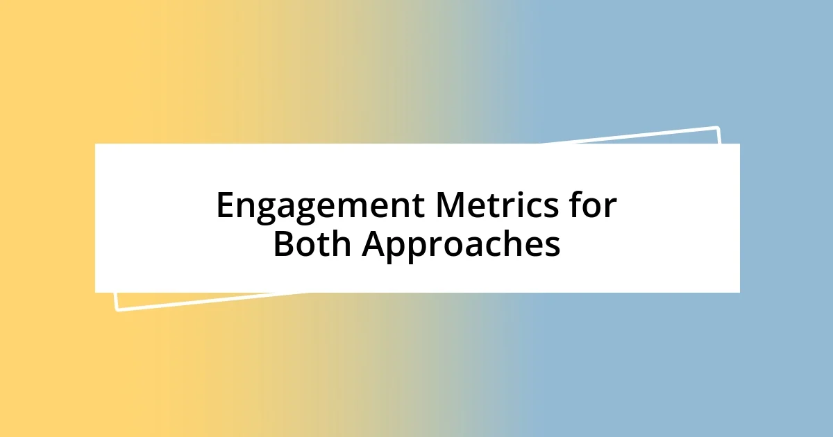 Engagement Metrics for Both Approaches