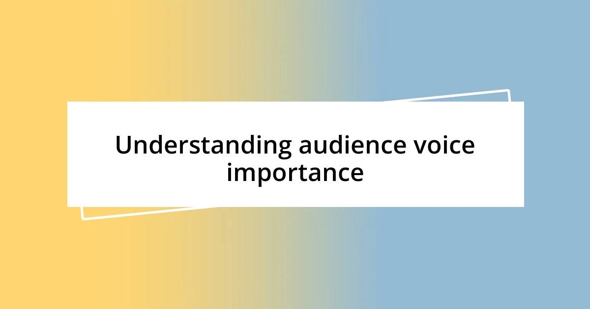 Understanding audience voice importance