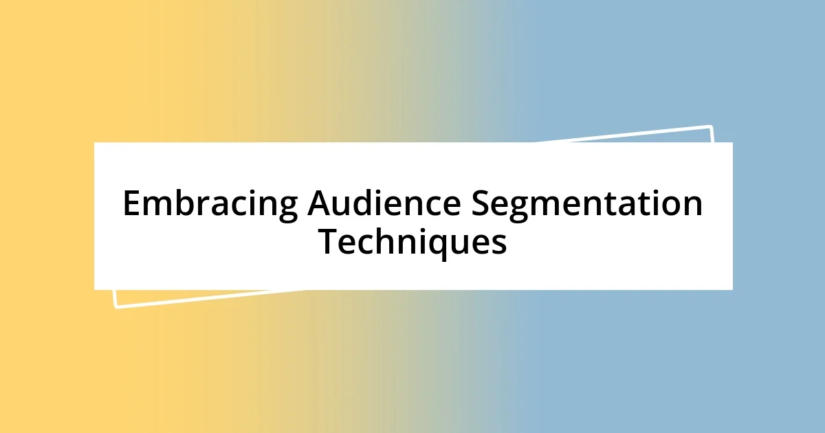 Embracing Audience Segmentation Techniques